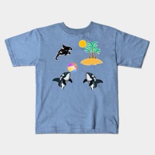 summer vibe with orca at sea Kids T-Shirt